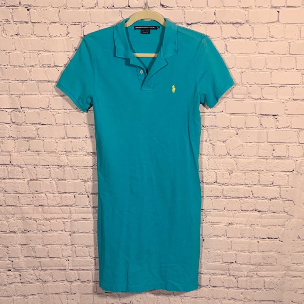 Ralph Lauren Sport Womens VTG Short Sleeve Polo Dress Blue Sz M Golf Prep Tennis